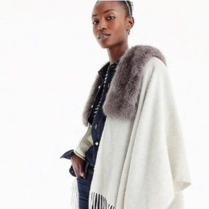 J.Crew Faux-Shearling Poncho in heather dusk